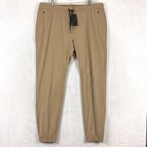 Unrl Pants Mens 2XL Brown In-Flex Joggers Drawstring Performance Nylon Preppy
